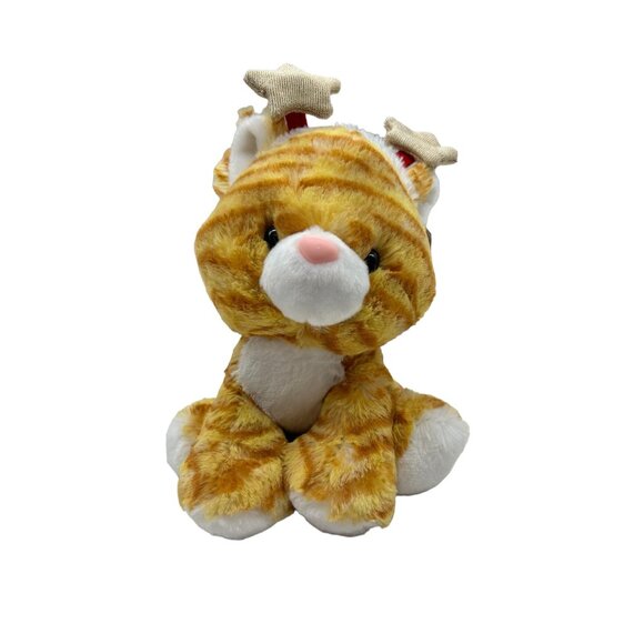 Aurora World 9" Christmas Star Gold Tabby Orange Stripped Cat Kitten Plush Toy - Picture 1 of 8